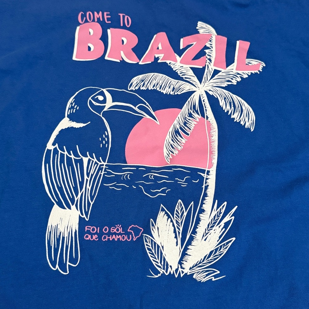 FARM Rio Anthropologie Blue Pink Brazil Graphic Muscle Tank - Picture 7 of 8